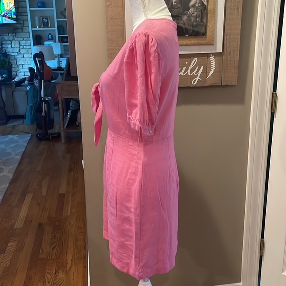 Francescas Pink Linen Tie Front Dress - Picture 4 of 9